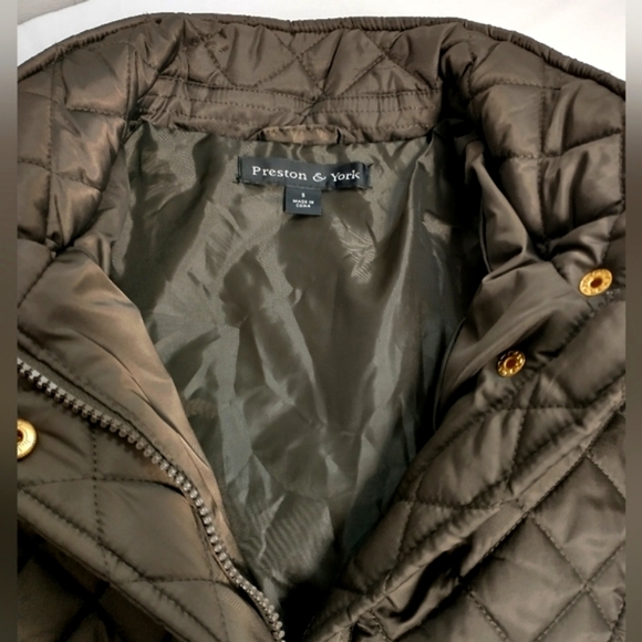 Preston & York Brown Hooded  Quilted Jacket Coat Size S ~New~ - Picture 3 of 9